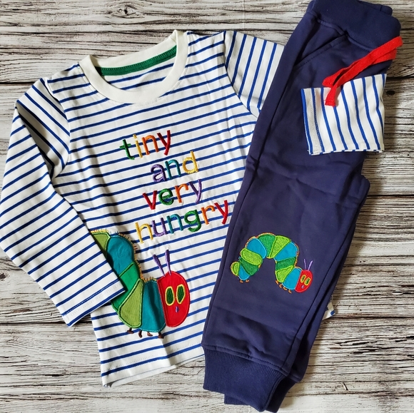 Eric Carle The Very Hungry Caterpillar Embroidered T-Shirt and Pants Set NWT - Picture 2 of 16